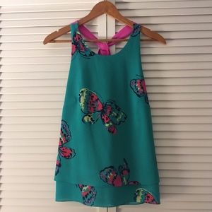 Lilly Pulitzer butterfly tank top with tie back